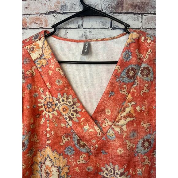 Noracora long sleeve orange floral top blouse women's size medium - Picture 2 of 6